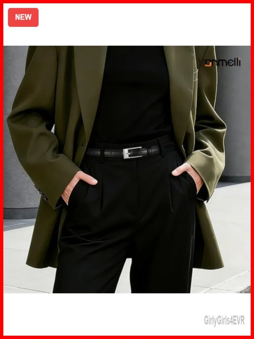 Women's Skinny Faux Leather Belt with Polished Silver Buckle, 0.7